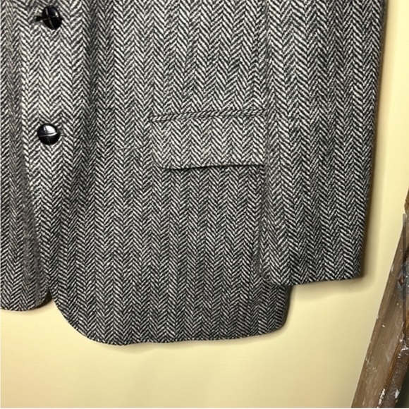 Sears Vintage Tweed Wool Jacket Grey Herringbone Blazer Sportcoat 44T‎ - Picture 6 of 14